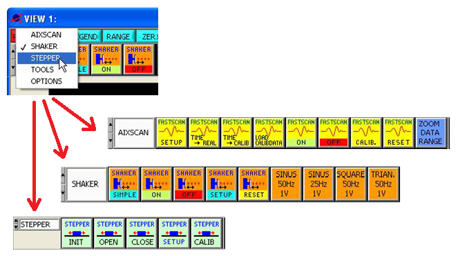 AIXscan menues within SATURN Studio II