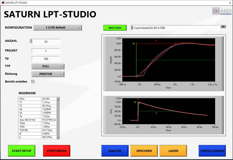 SATURN LPT SPT Studio - Konfigurationsdialog