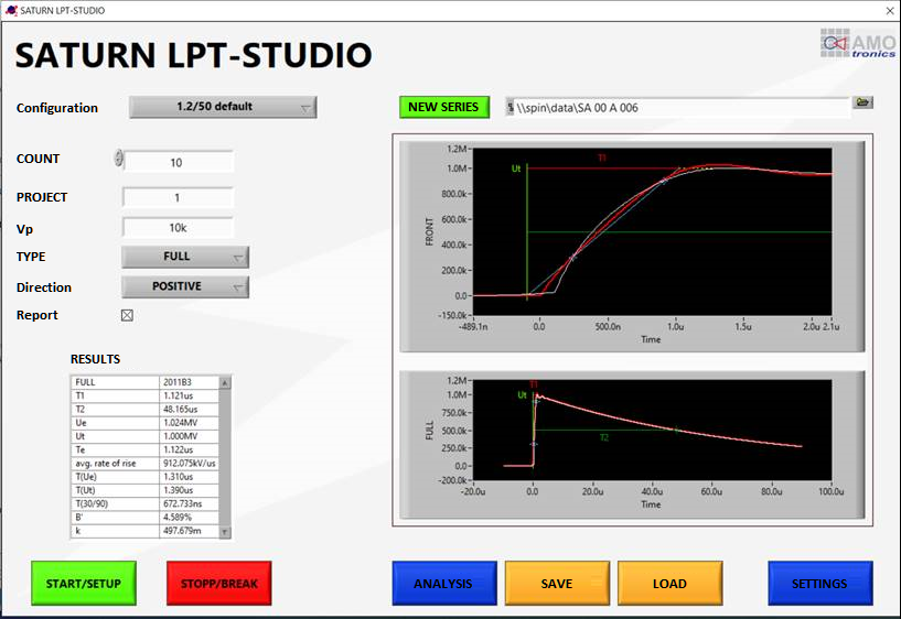 SATURN LPT SPT Studio - Configuration dialog